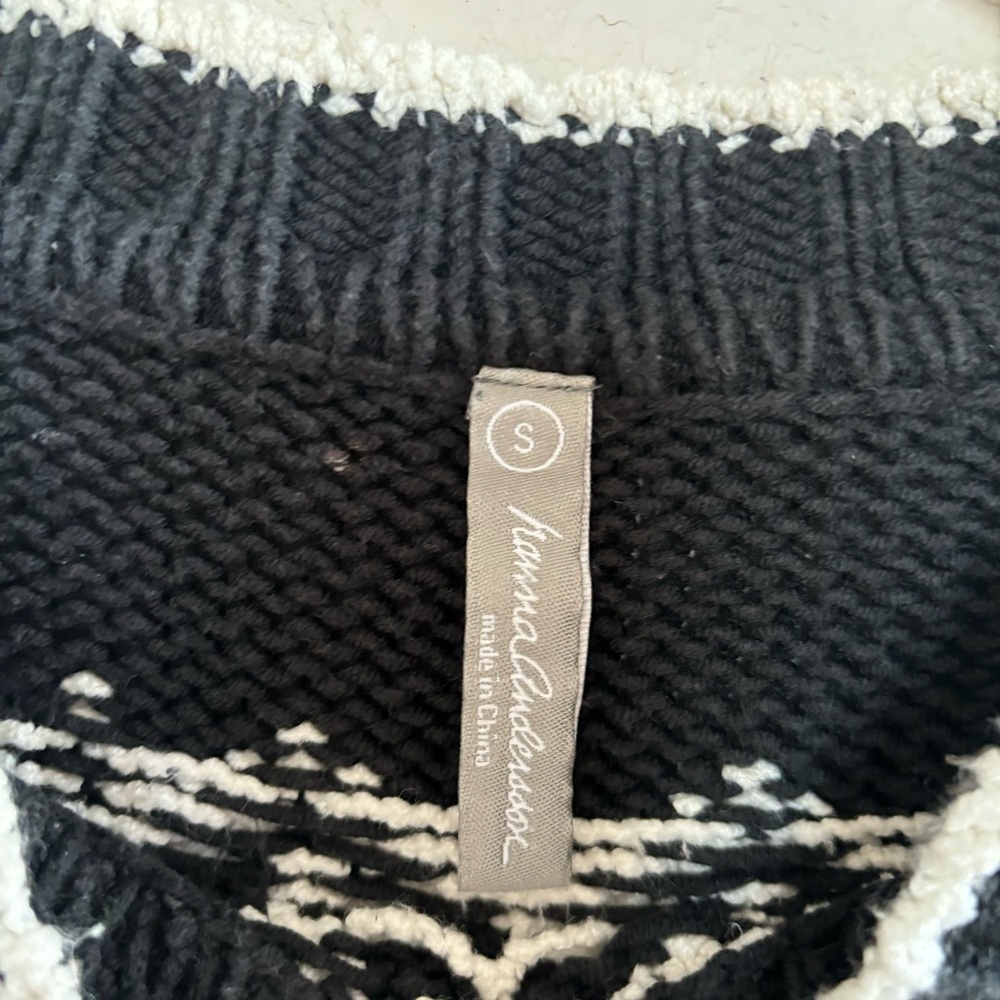 Vintage Hanna Andersson Black Nordic Fair Isle Crew Neck Knit Sweater Size Small View 5